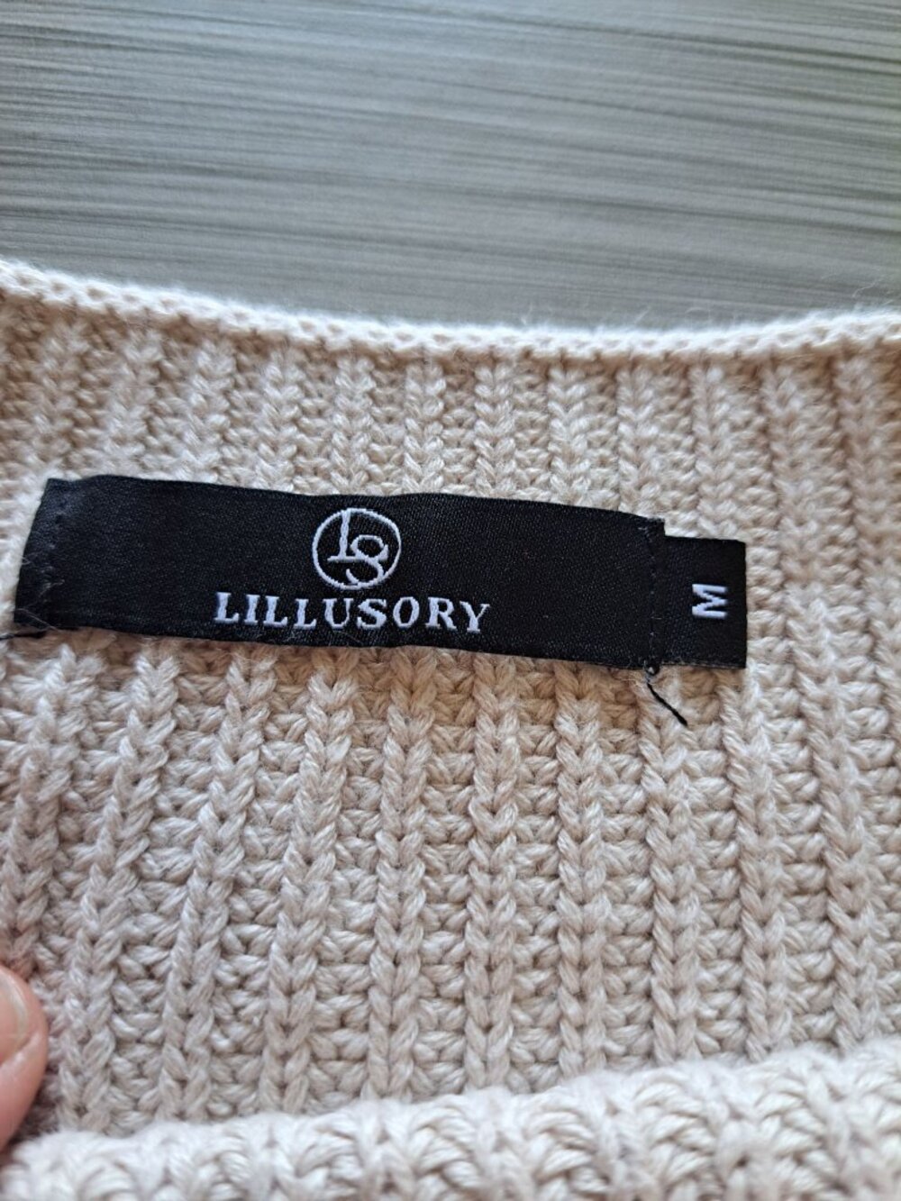 Lillusory Womens Beige Sleeveless Knit Boxy Fit Sweater Pocket M Cotton Minimali - Picture 3 of 7